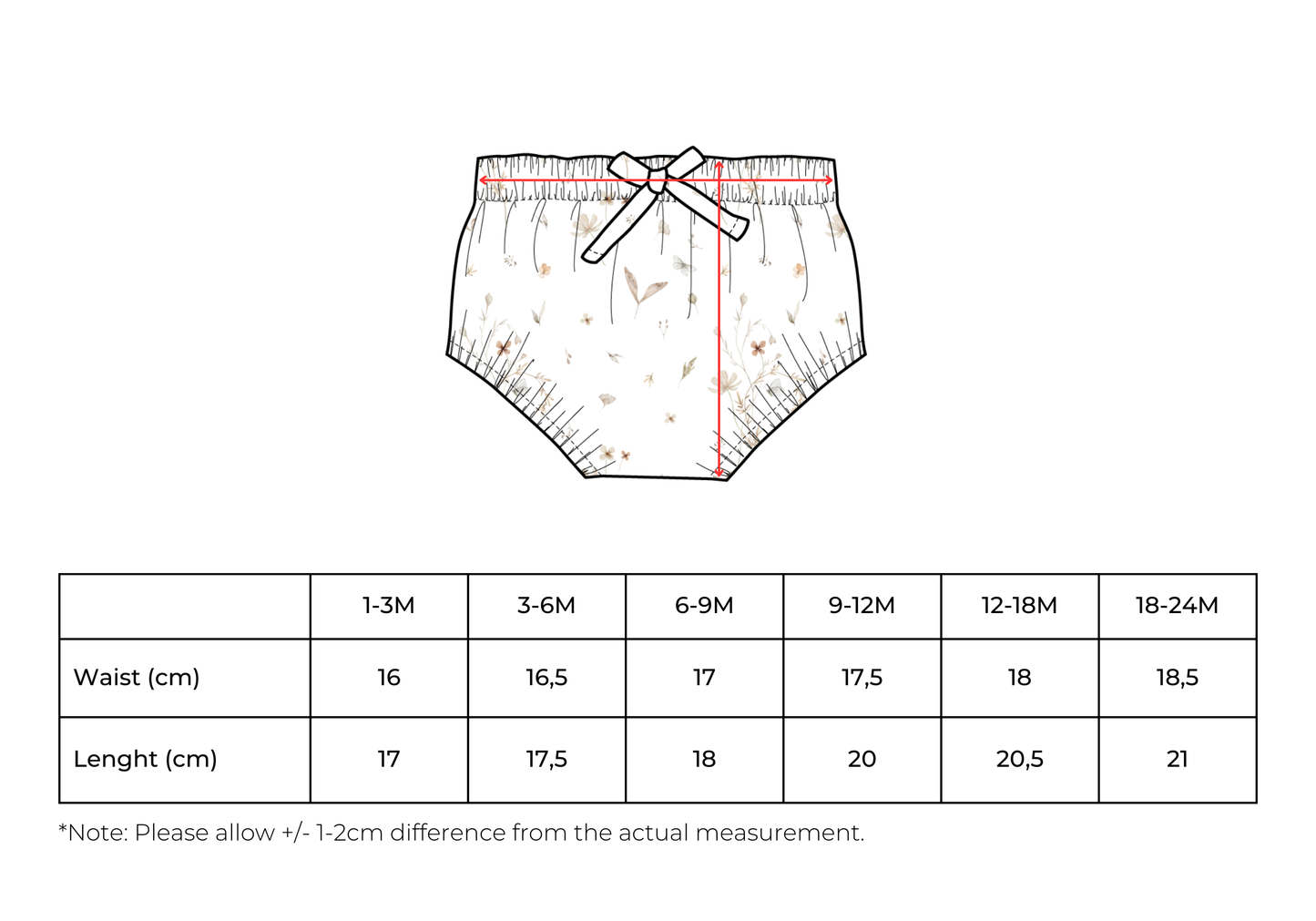Culotte in mussola 100% cotone con motivo floreale per neonati