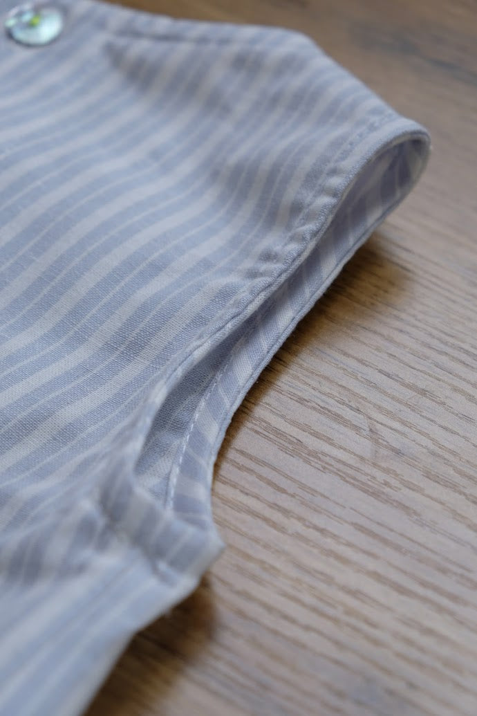 EMMA - Camicia smanicata Bambina in lino rigato