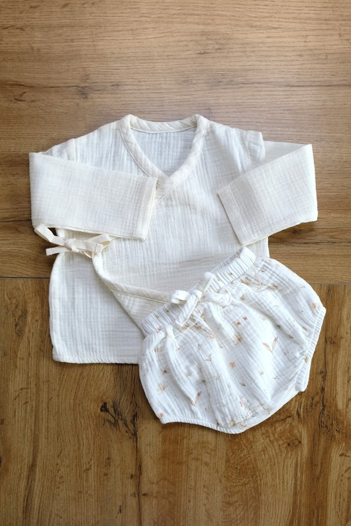 Culotte in mussola 100% cotone con motivo floreale per neonati