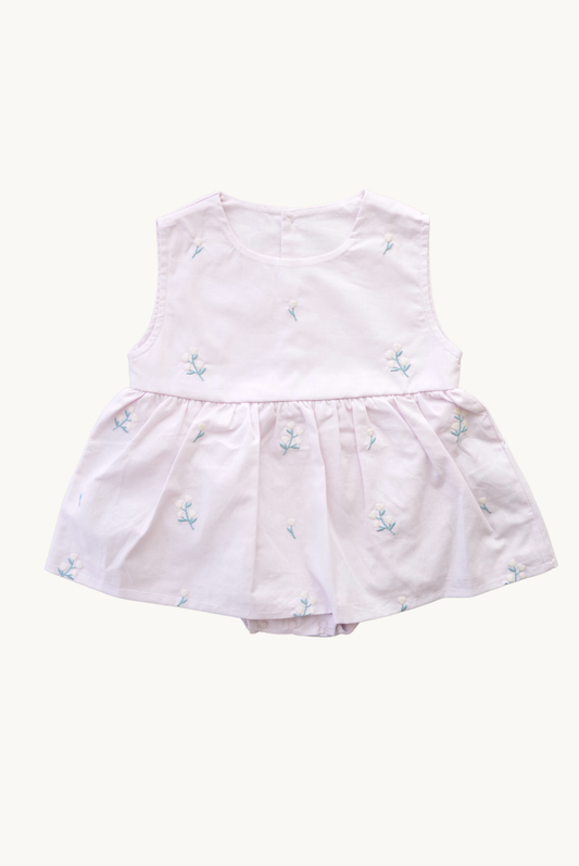Tutina in cotone 100% con ricamo floreale Baby
