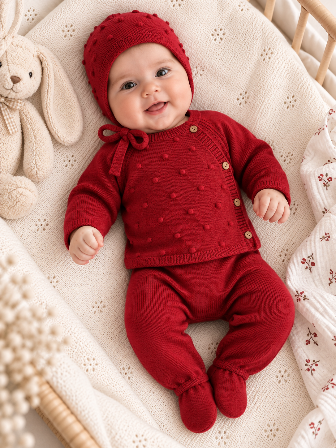 CT156 SET 3 PEZZI COTONE: Rosa Bebé / 0/3 mesi