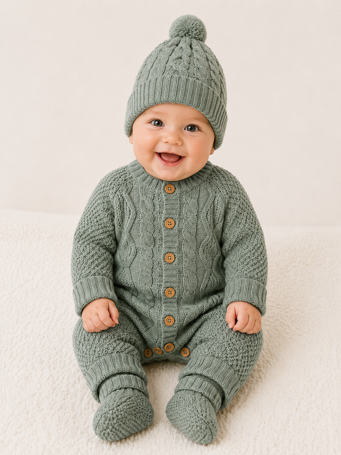 Set completo per neonato: tutina, cappello e scarpine