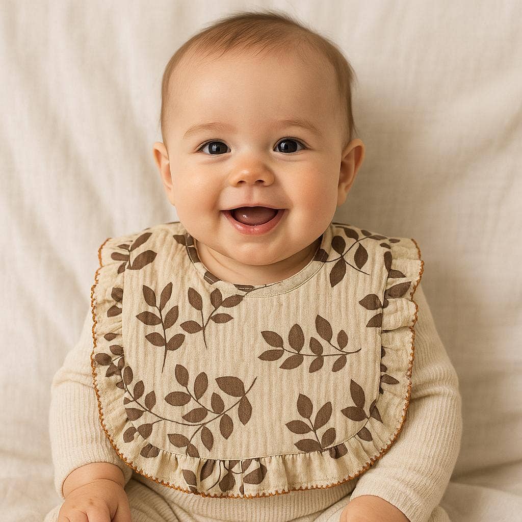 BAVAGLINO COTONE ORGANICO 30CM X 26CM: CASTANO FLOREALE