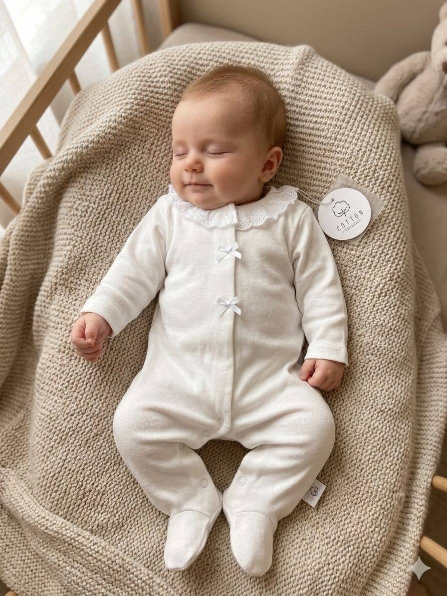 035 Babygrow non cardato, 100% cotone, fabbricato in Portogallo