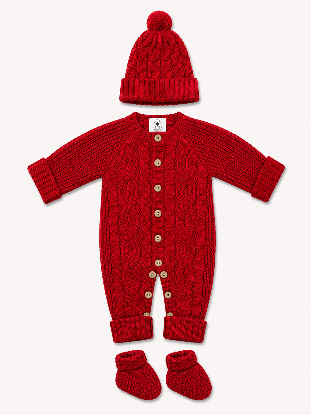 Set completo per neonato: tutina, cappello e scarpine