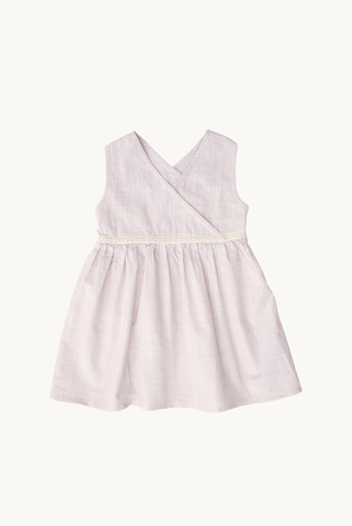 Abito estivo a righe per bambini con dettaglio schiena, 100% cotone