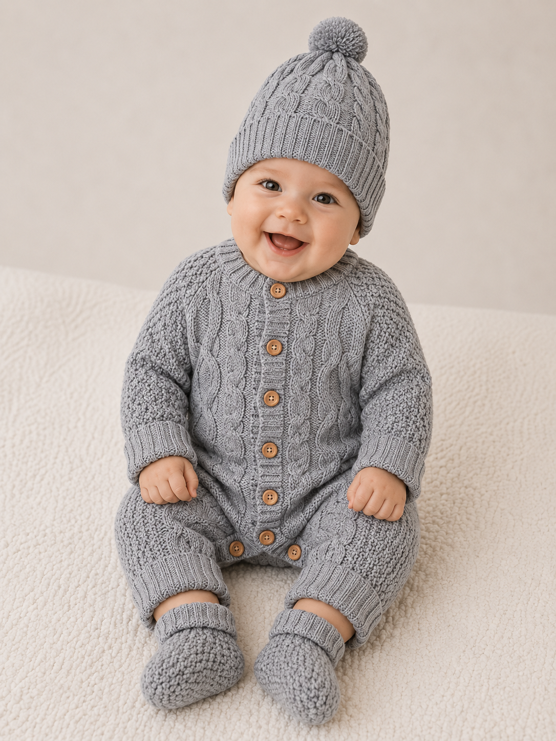 Set completo per neonato: tutina, cappello e scarpine