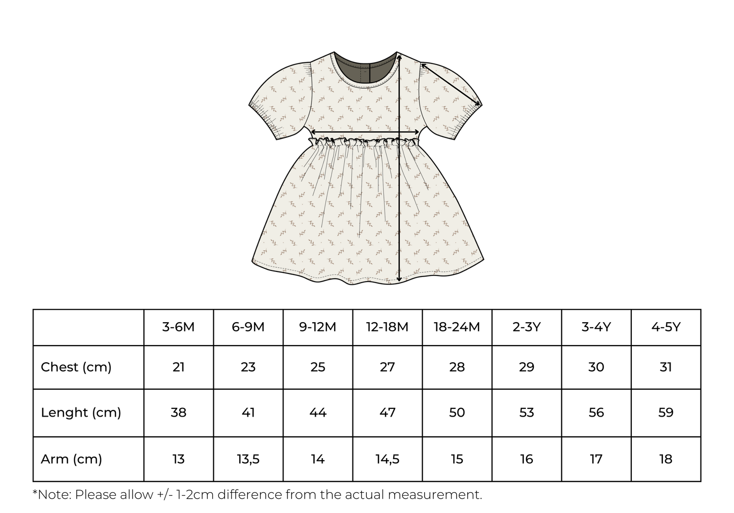 Abito estivo beige con stampa floreale per bambina 100% cotone OEKO-TEX