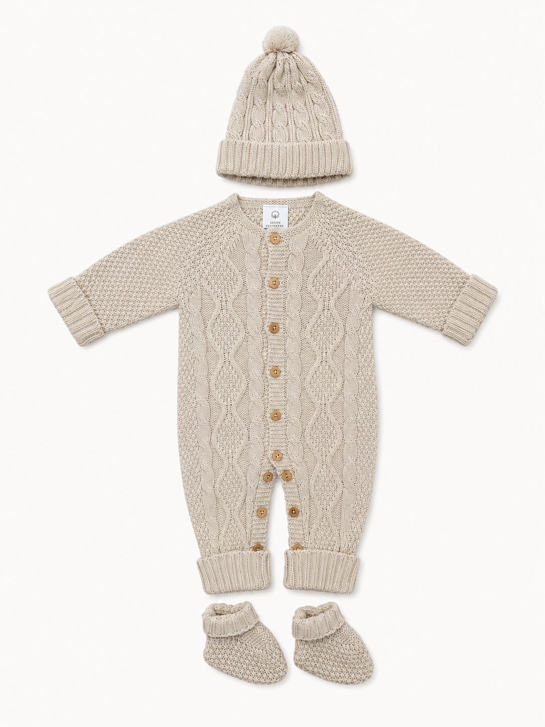 Set completo per neonato: tutina, cappello e scarpine