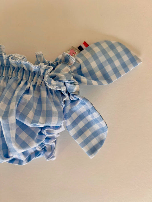 Costume da bagno a quadretti azzurri